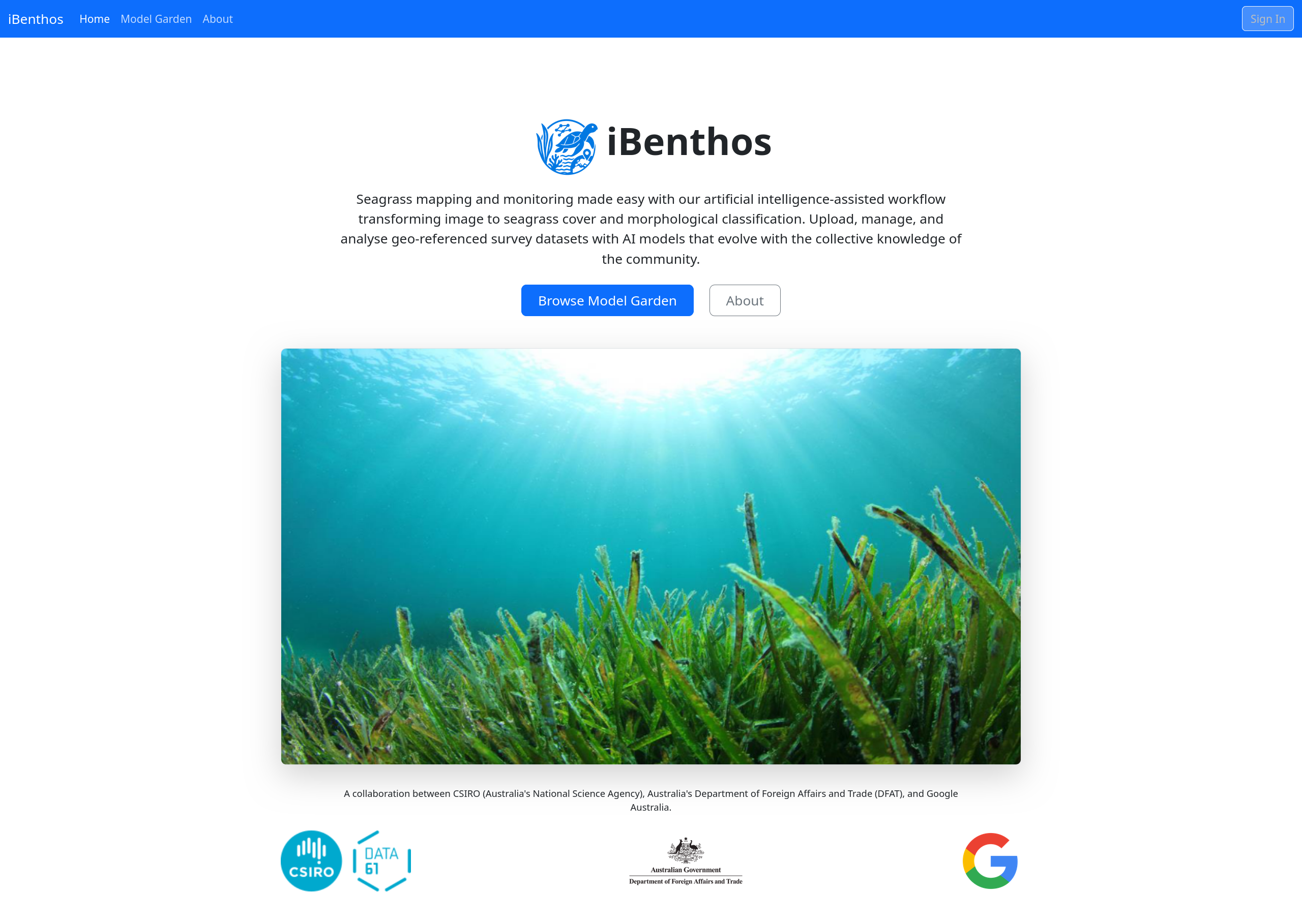 Screenshot of the iBenthos website